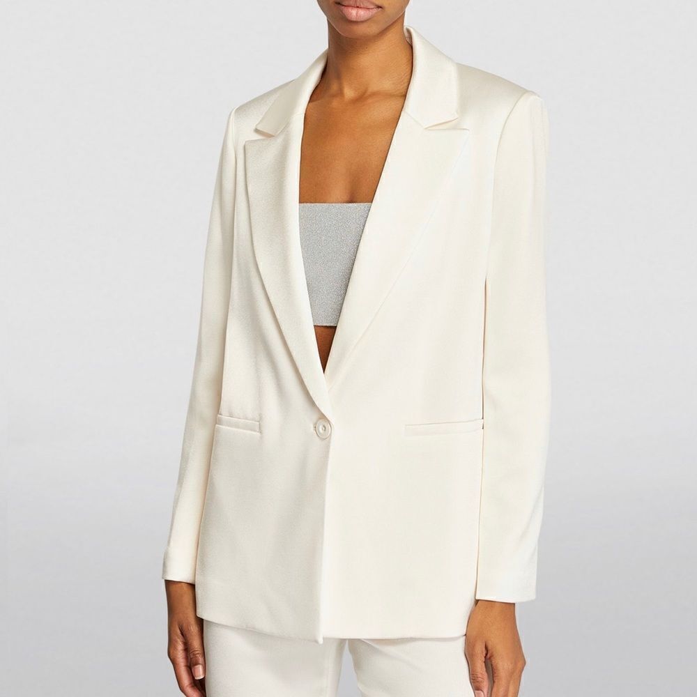 Alice + Olivia Denny Satin Single-Button Boyfriend Blazer size 8